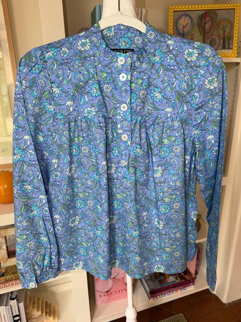 J. Crew - Women’s Fresco Blue Floral Cotton Blouse - Size: Small